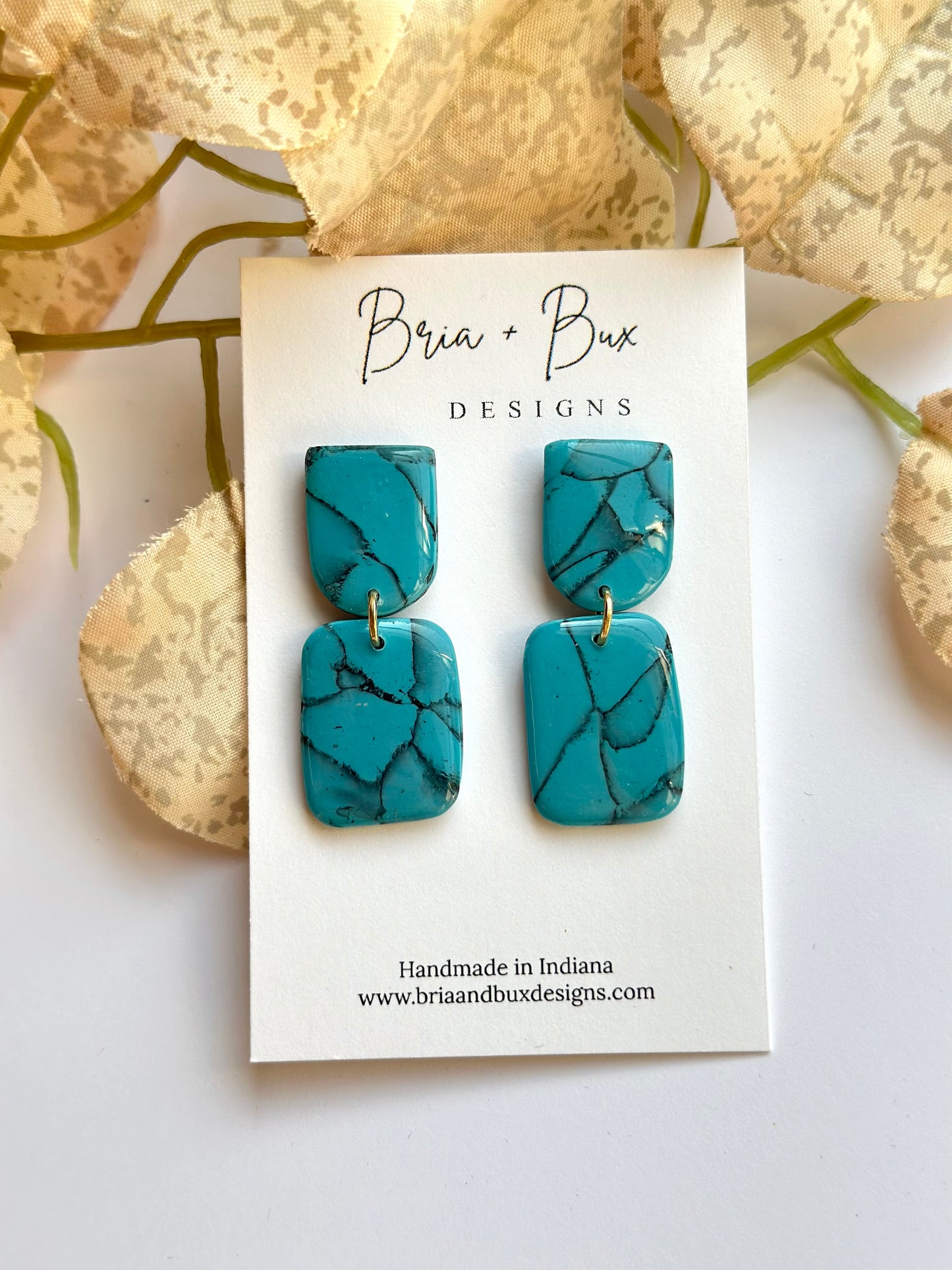 faux turquoise rectangle dangles