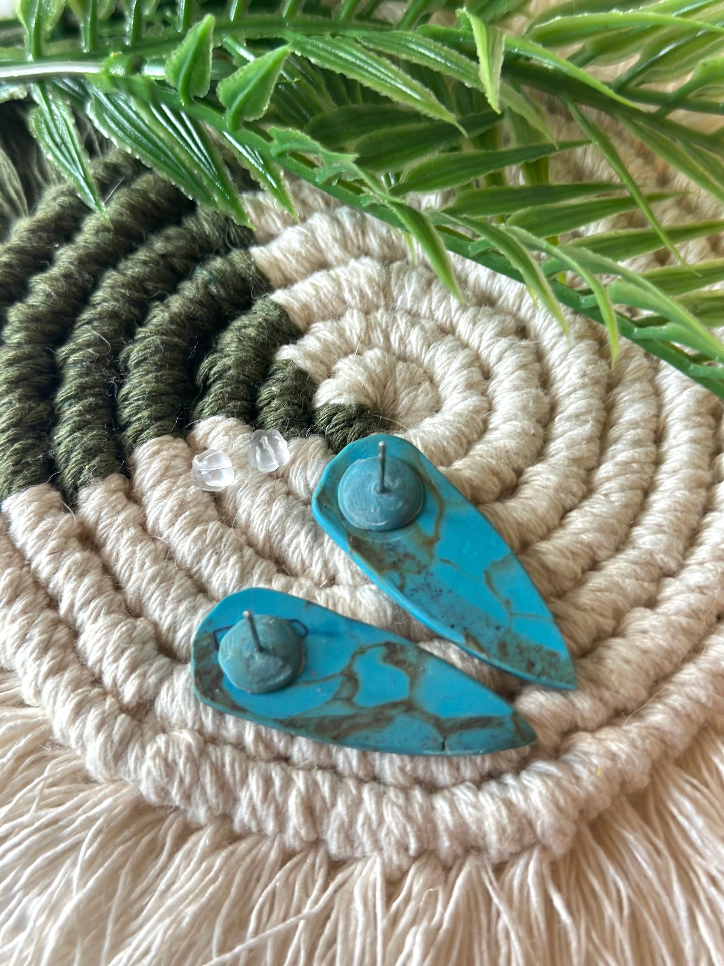 dagger studs in faux turquoise gloss