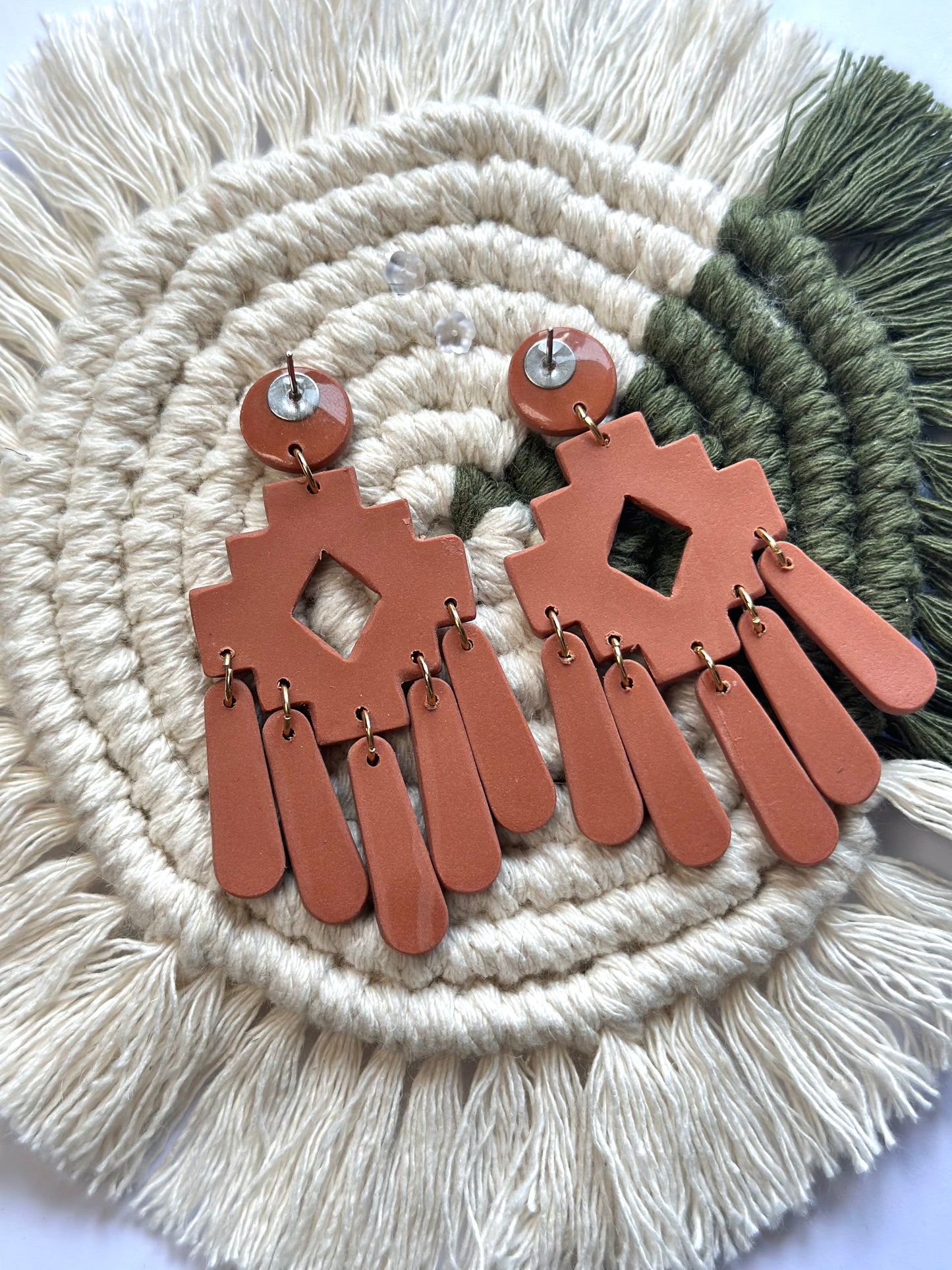 Aztec Dangles in terracotta