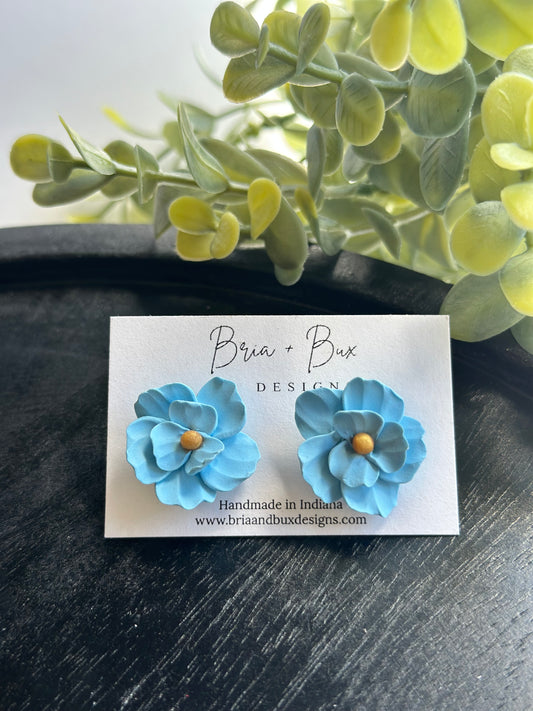light blue small flower studs