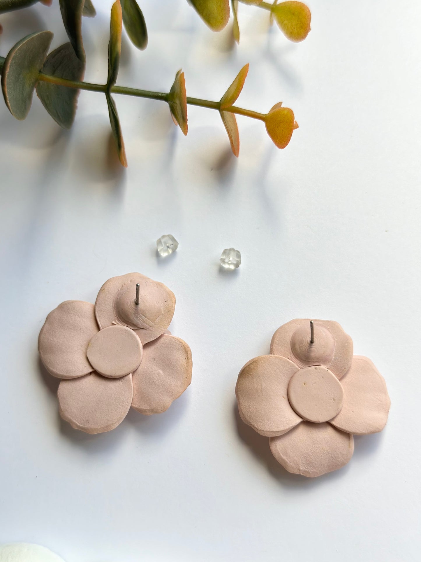 black large flower studs