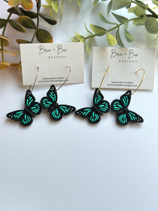 butterfly hoops in aqua