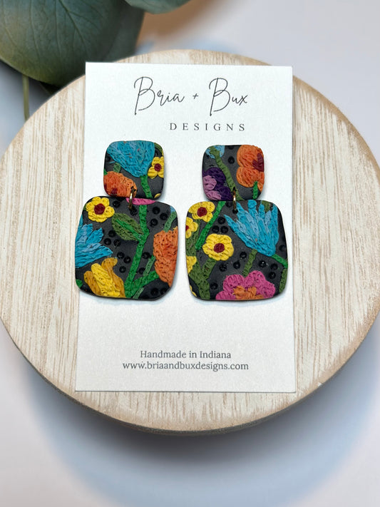floral textured squares